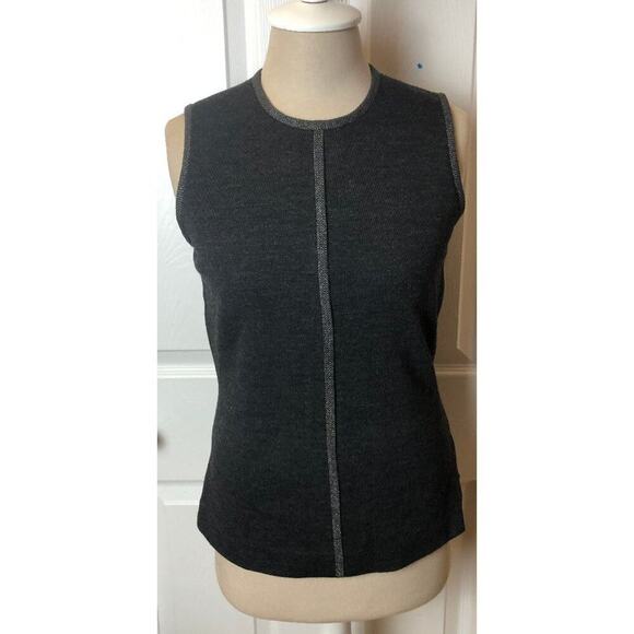 Linda Allard Ellen Tracy Charcoal Gray Sleeveless 100% Wool Top Blouse Women's 4 - Picture 1 of 6